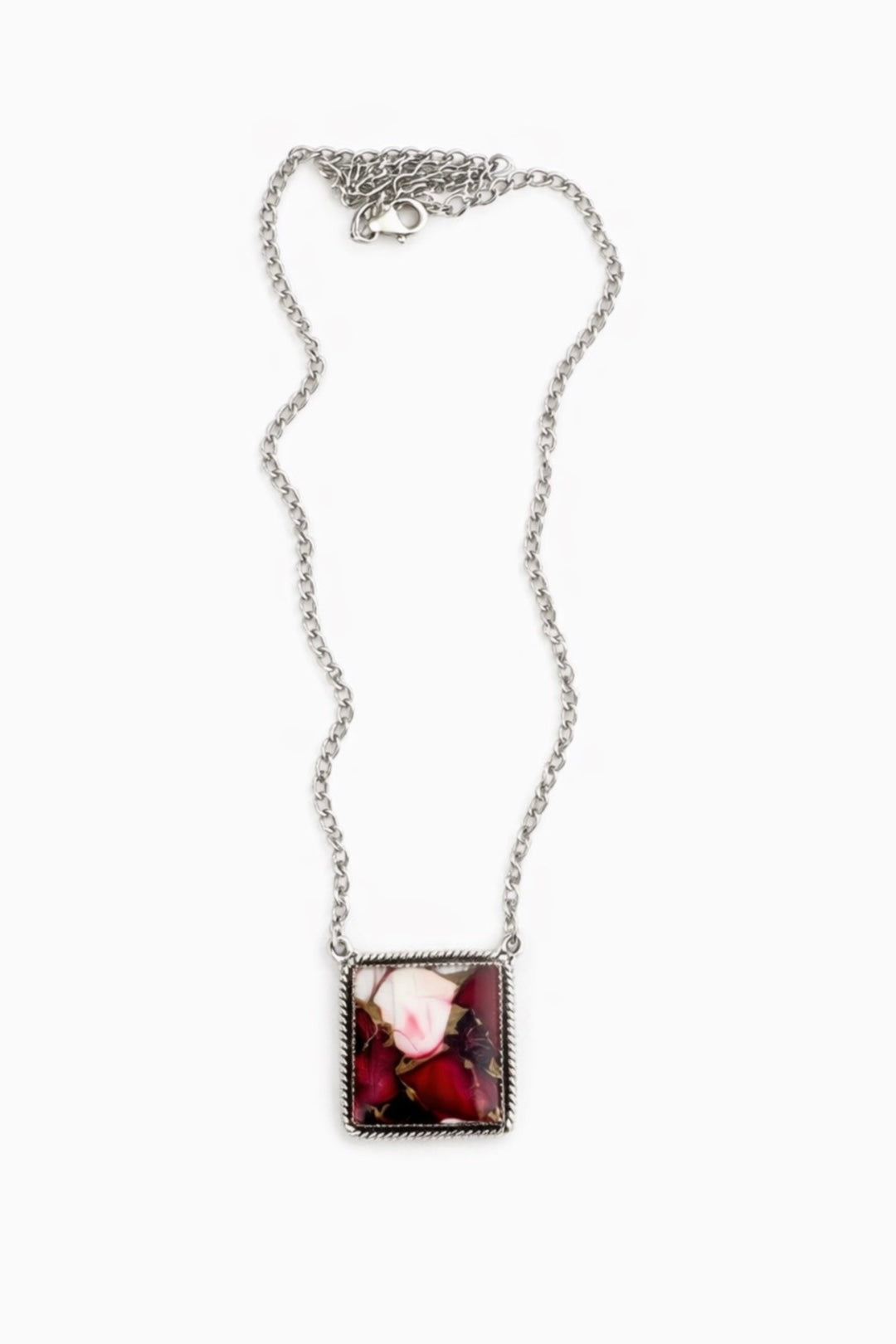 Red Rose Dahlia Sterling Pendant Necklace