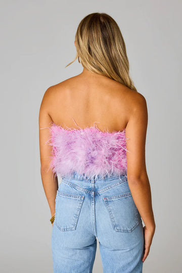 BuddyLove Fancy Strapless Feather Crop Top – Lavender