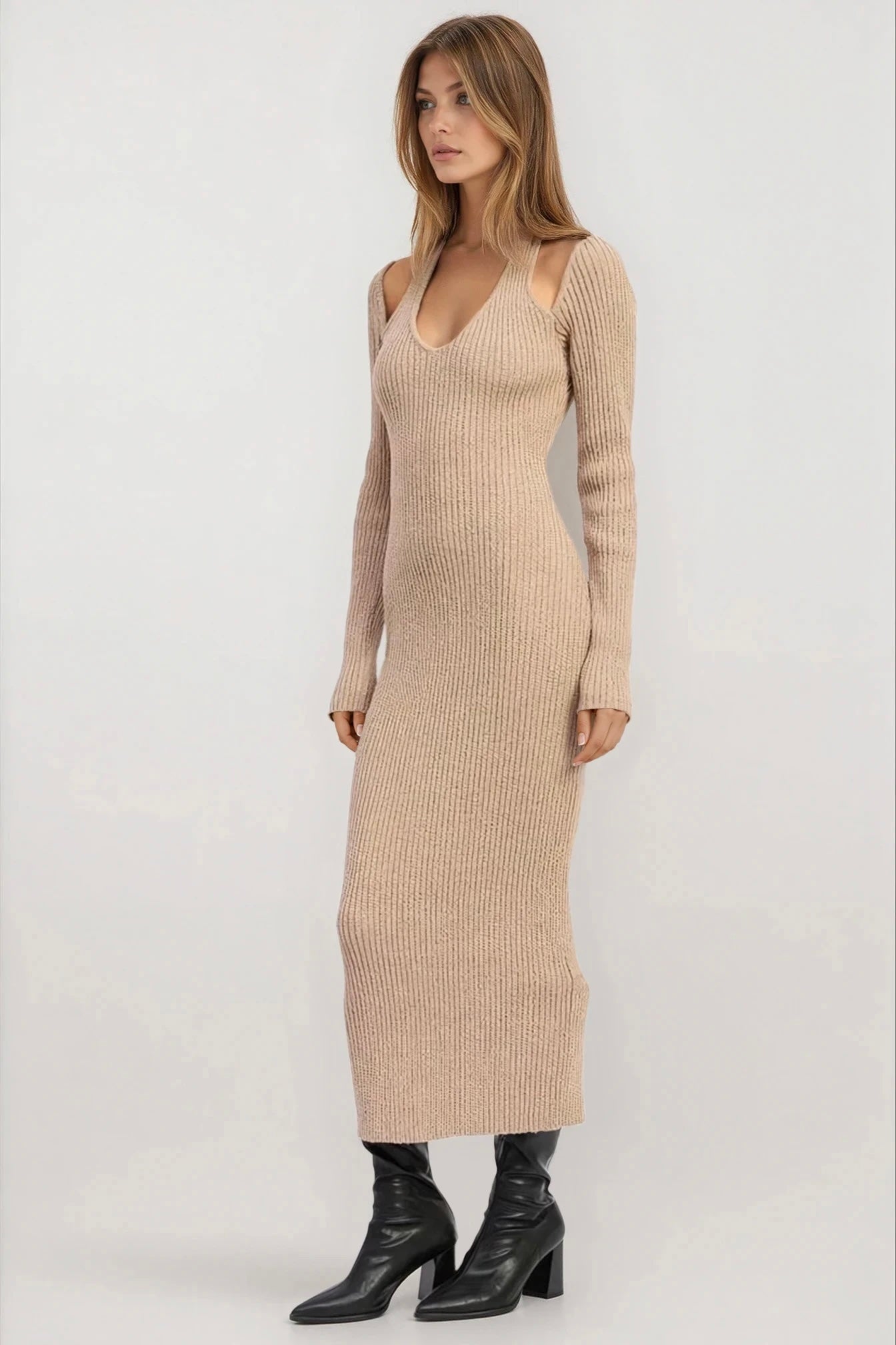 Sable Cutout Knit Midi Dress