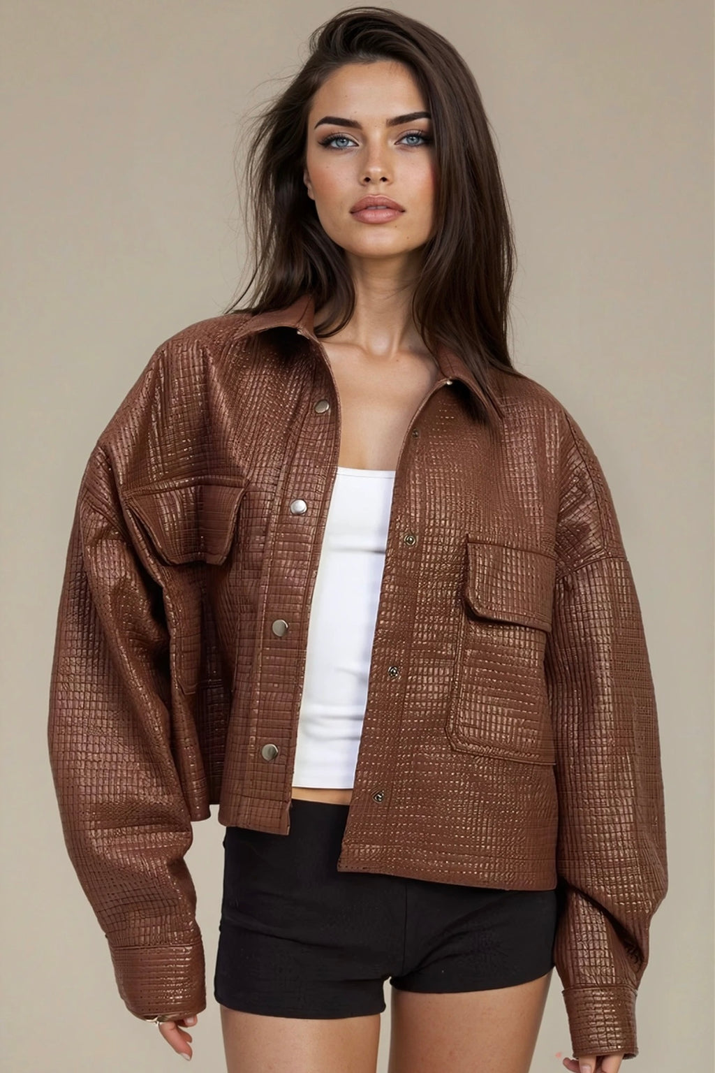 Cognac Chintz Crop Jacket