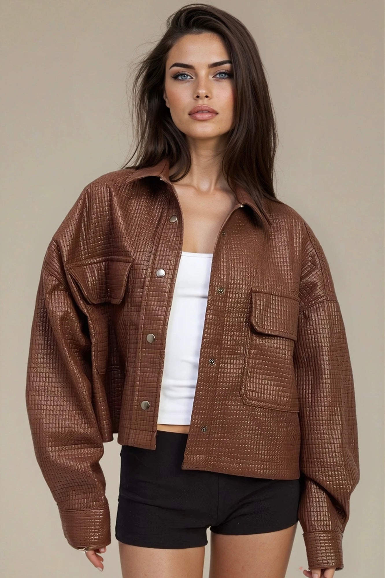Cognac Chintz Crop Jacket