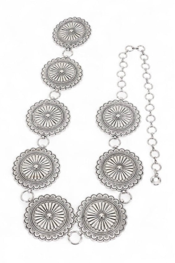 Oversize Western Concho Station Fashion Chain Belt