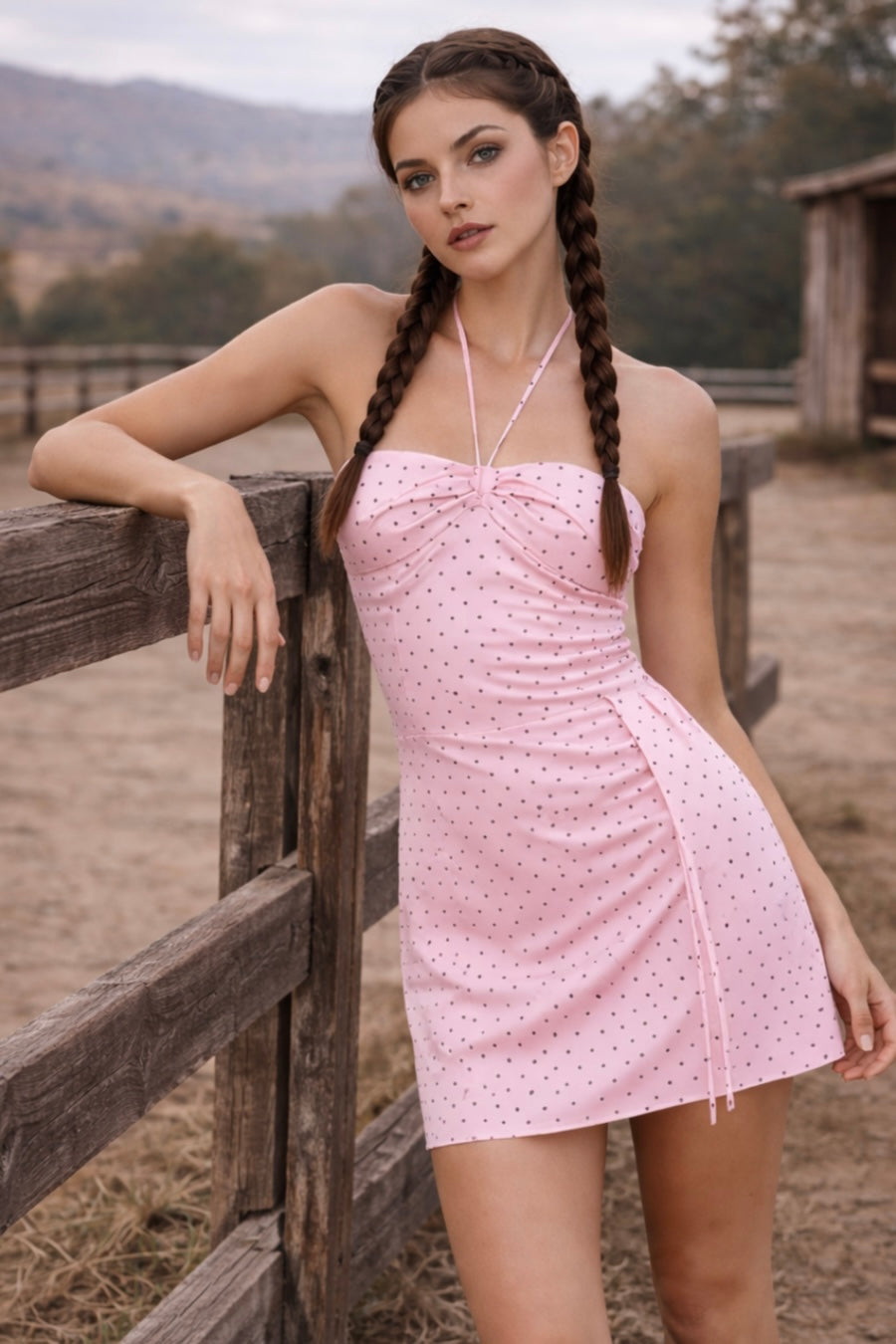 Spotted Behavior Mini Halter Dress