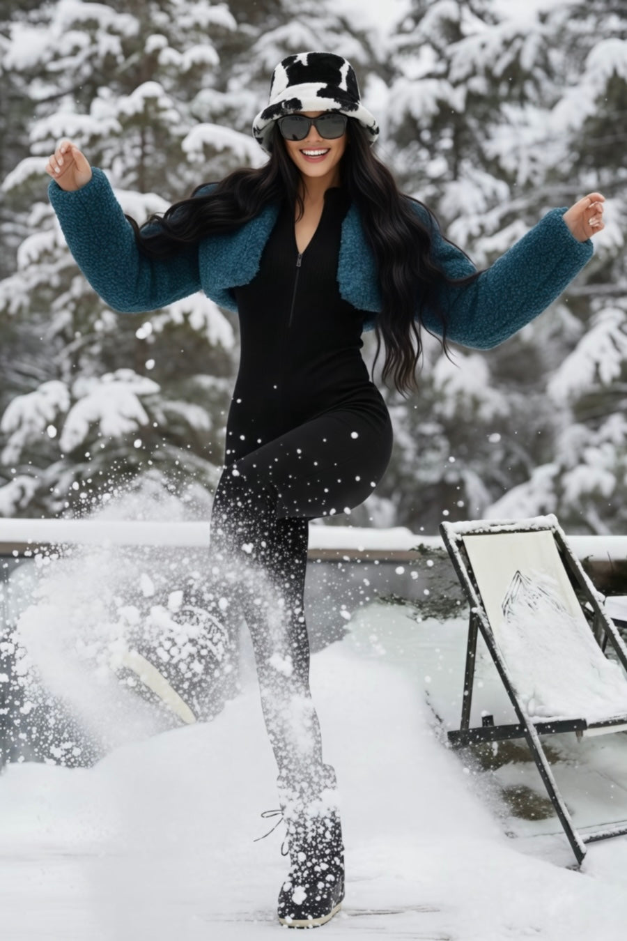 Cow Print Faux Fur Bucket Hat