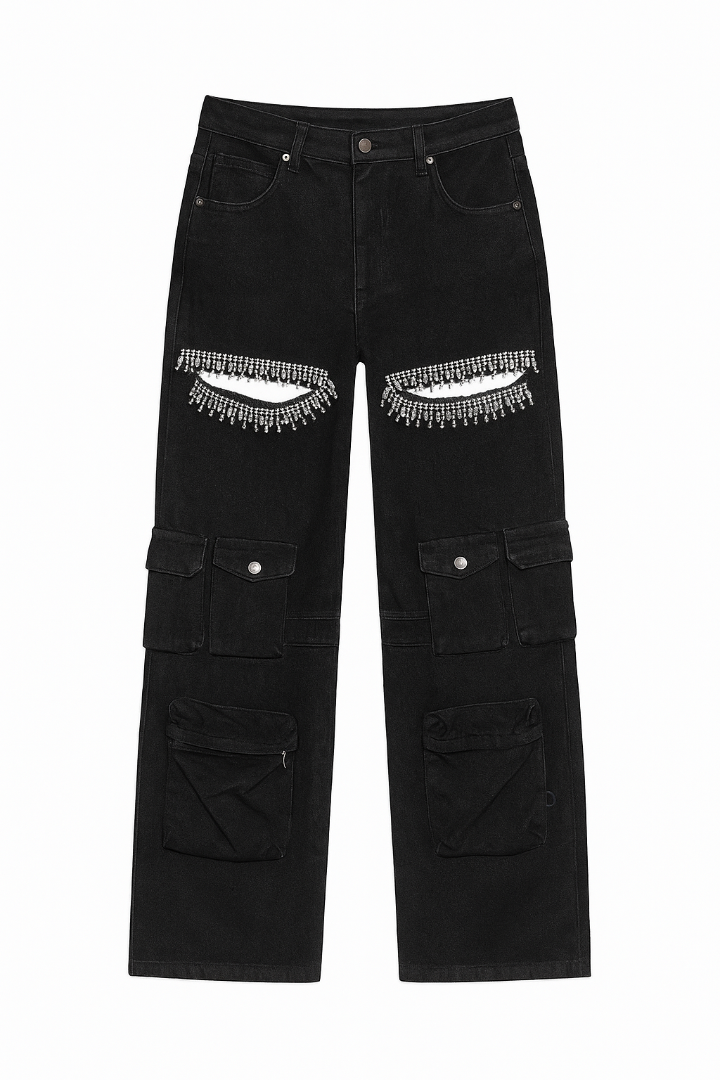 Cut Out Rhinestone Cargo Pants