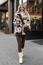 Cow Print Sherpa Jacket