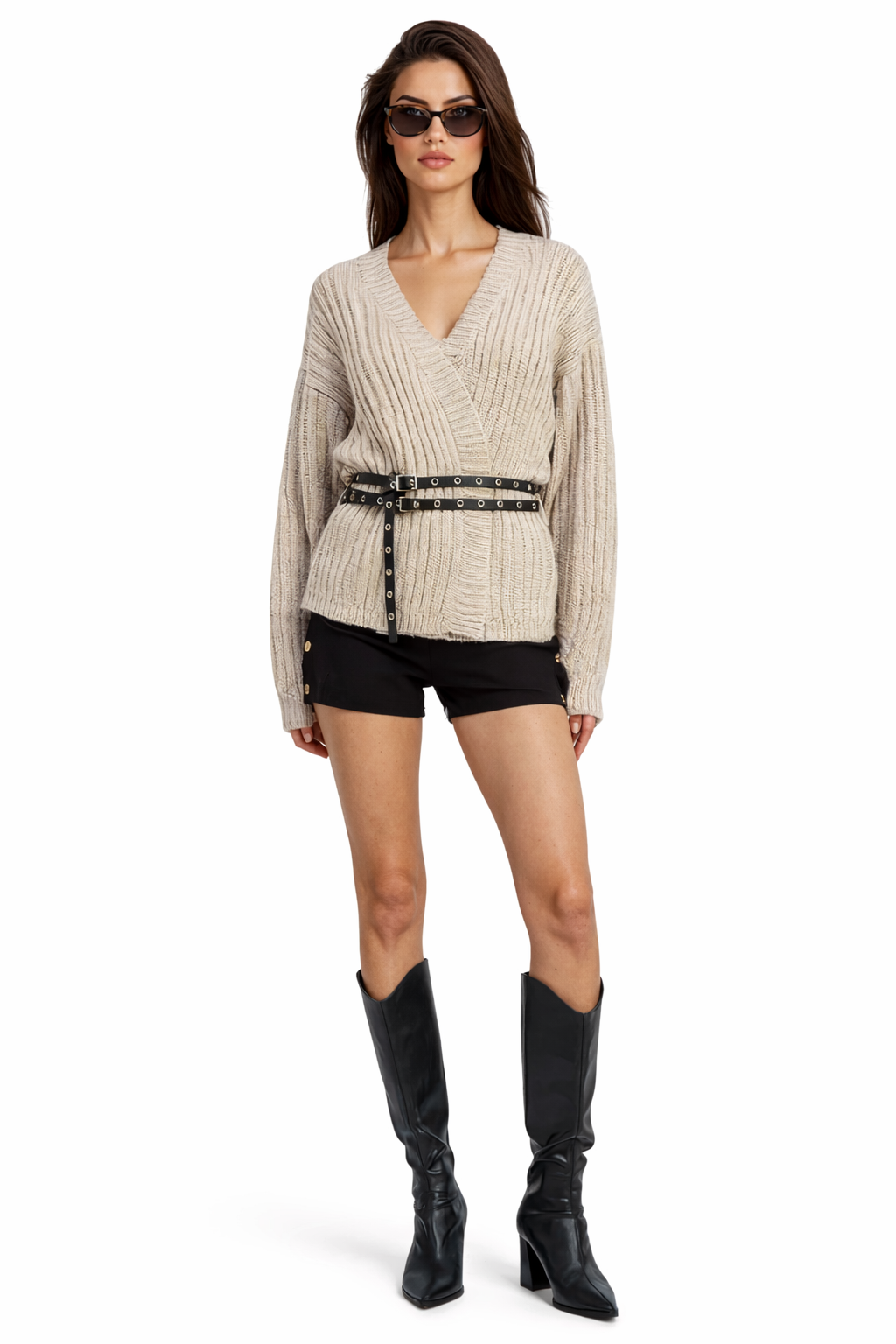 Ridge Wrap Belted Cardigan