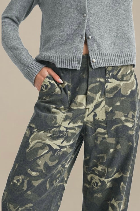 Vintage Camo Rose Print Pants
