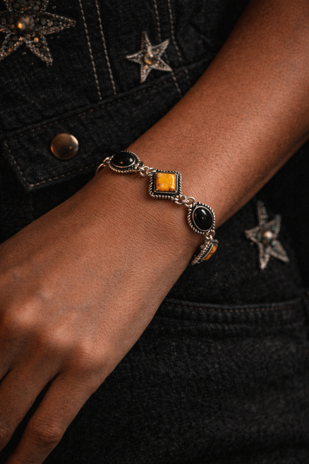 Onyx & Bumblebee Statement Link Bracelet