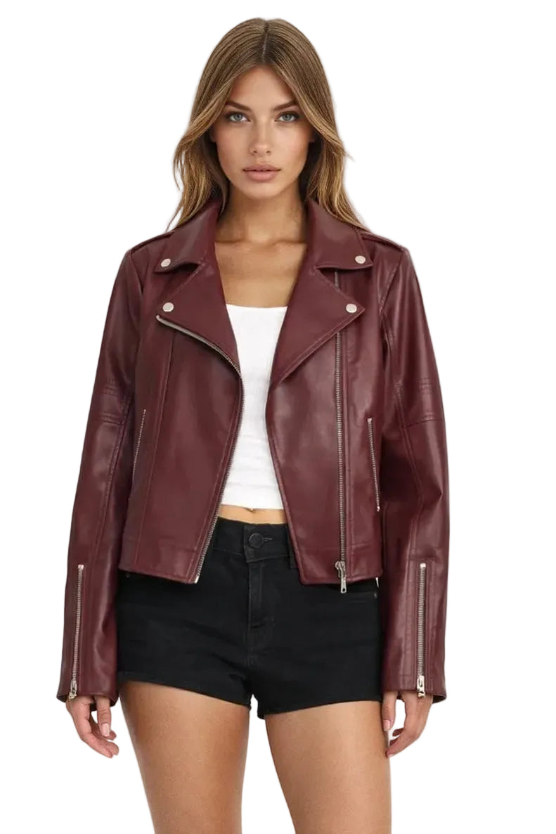 Burgundy Moto Jacket