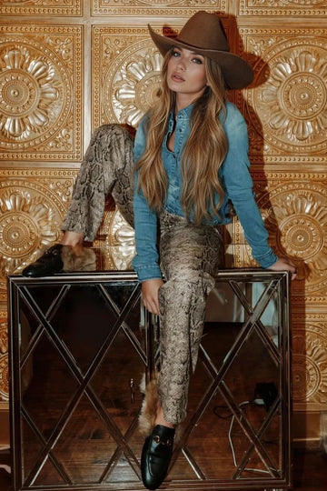 Python Print Stretch Jeans