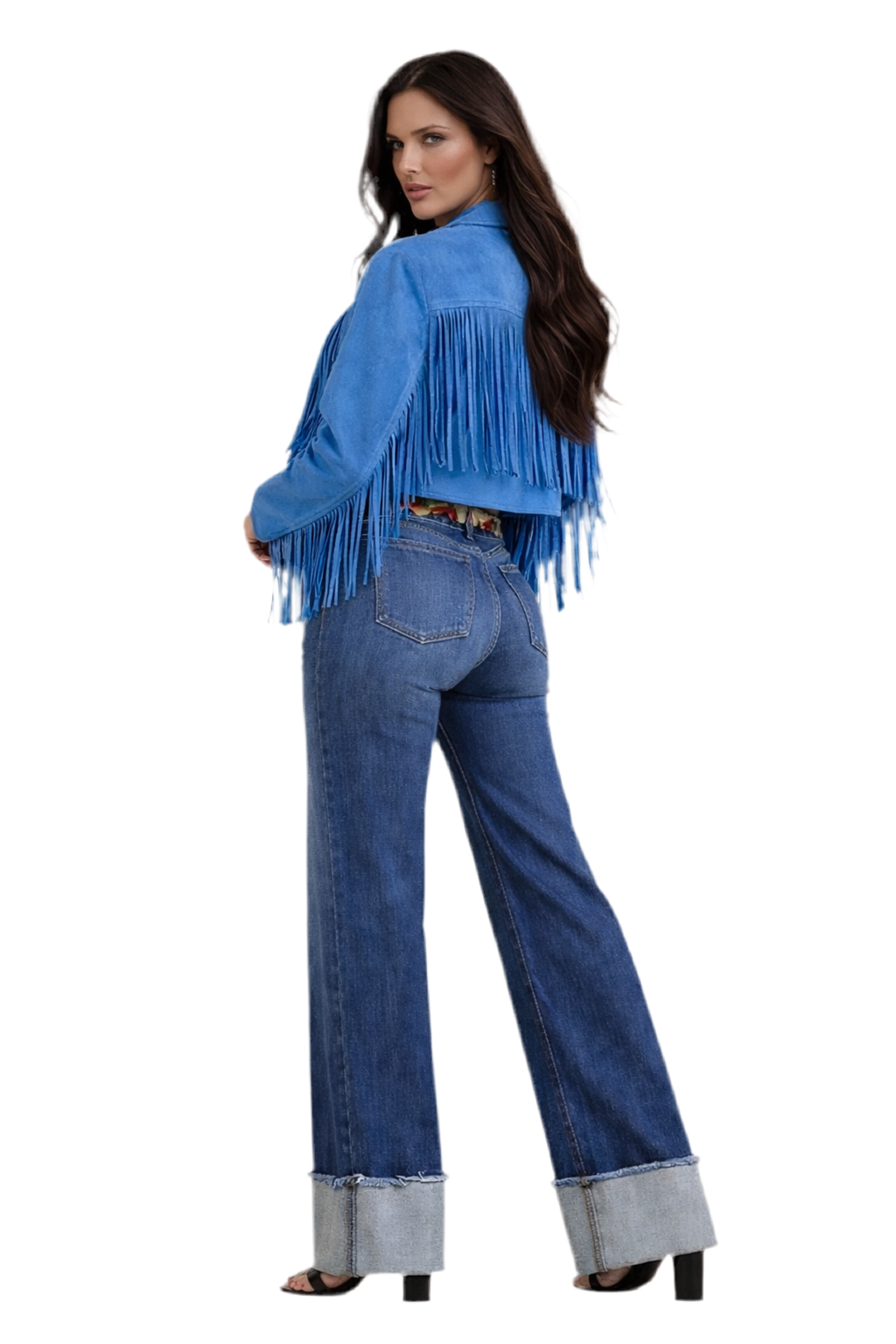 Low Rise Cuffed Wide Leg Jean