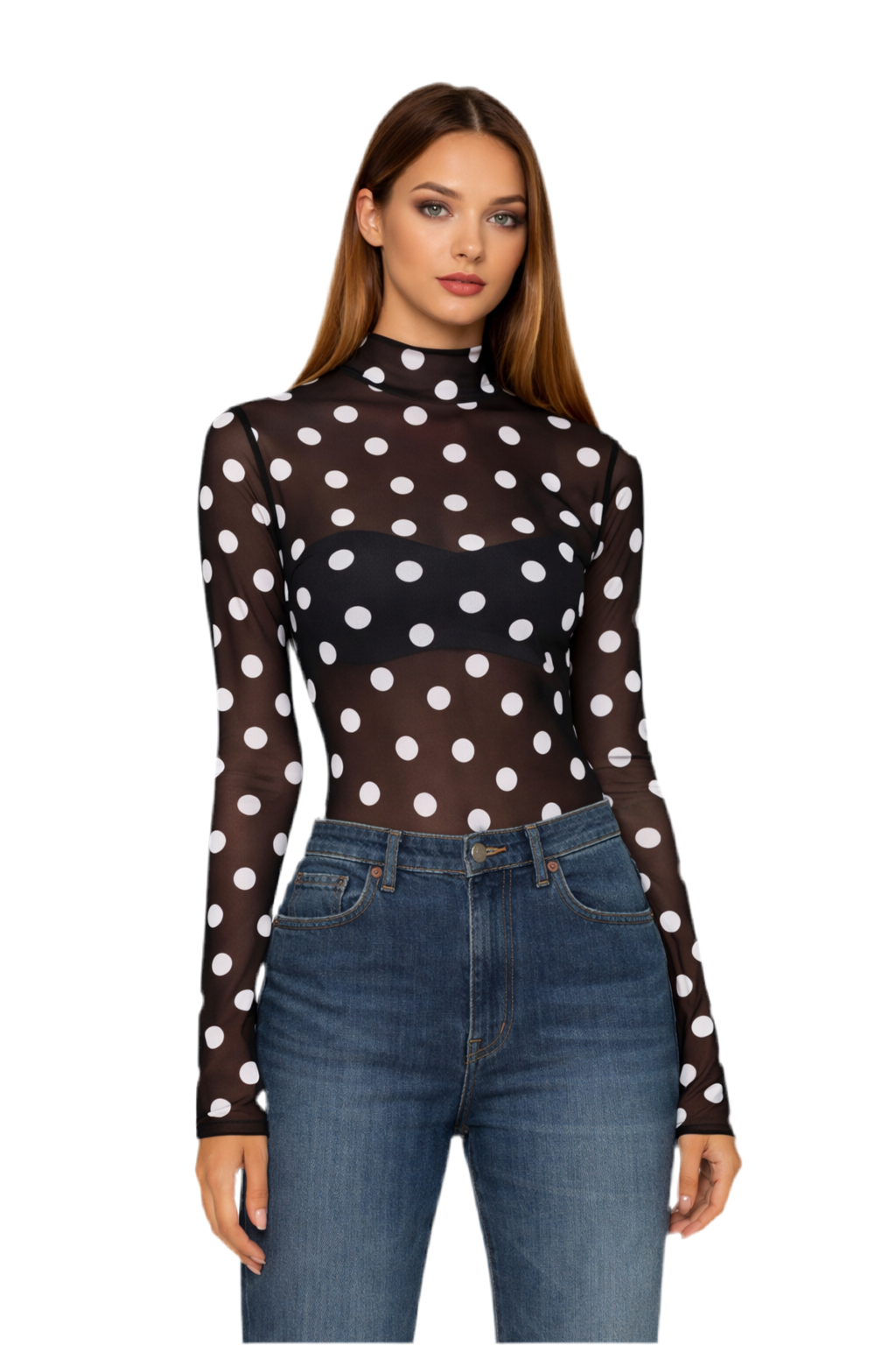Polka Dot Mesh Top