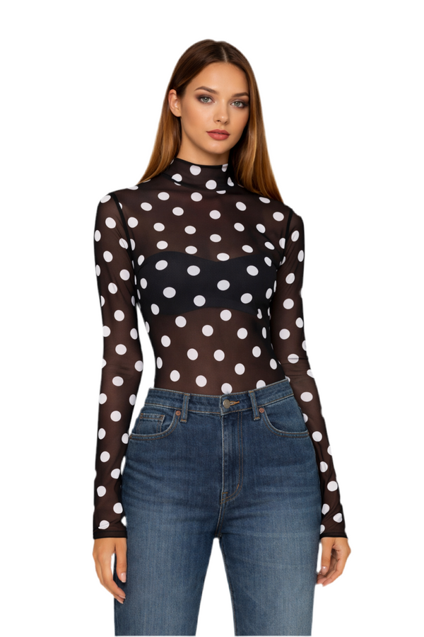 Polka Dot Mesh Top