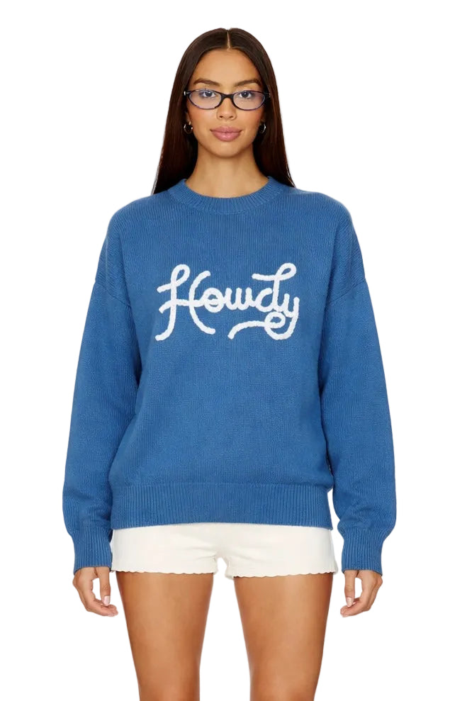 Western Howdy Embroidered Crewneck Sweater