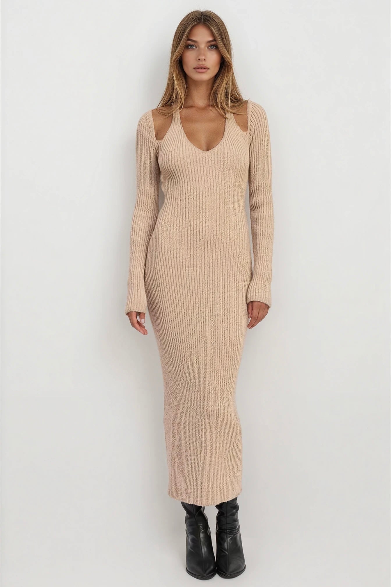 Sable Cutout Knit Midi Dress