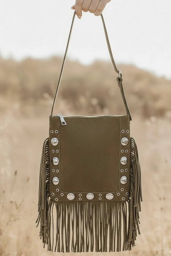 Outlaw Fringe Studded Crossbody