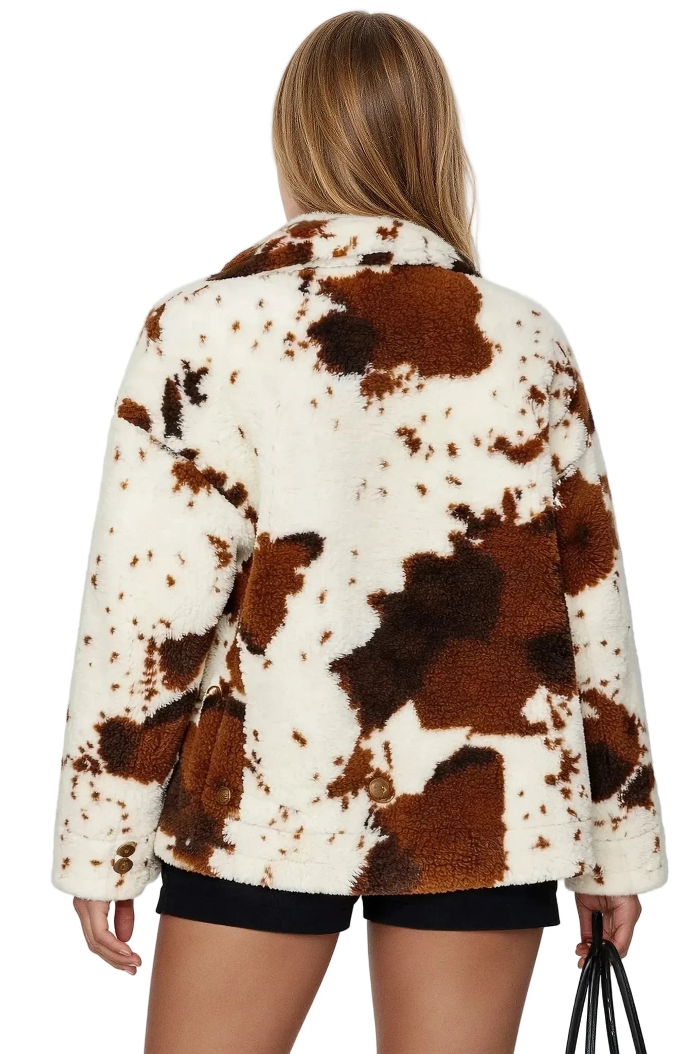 Cow Print Sherpa Jacket