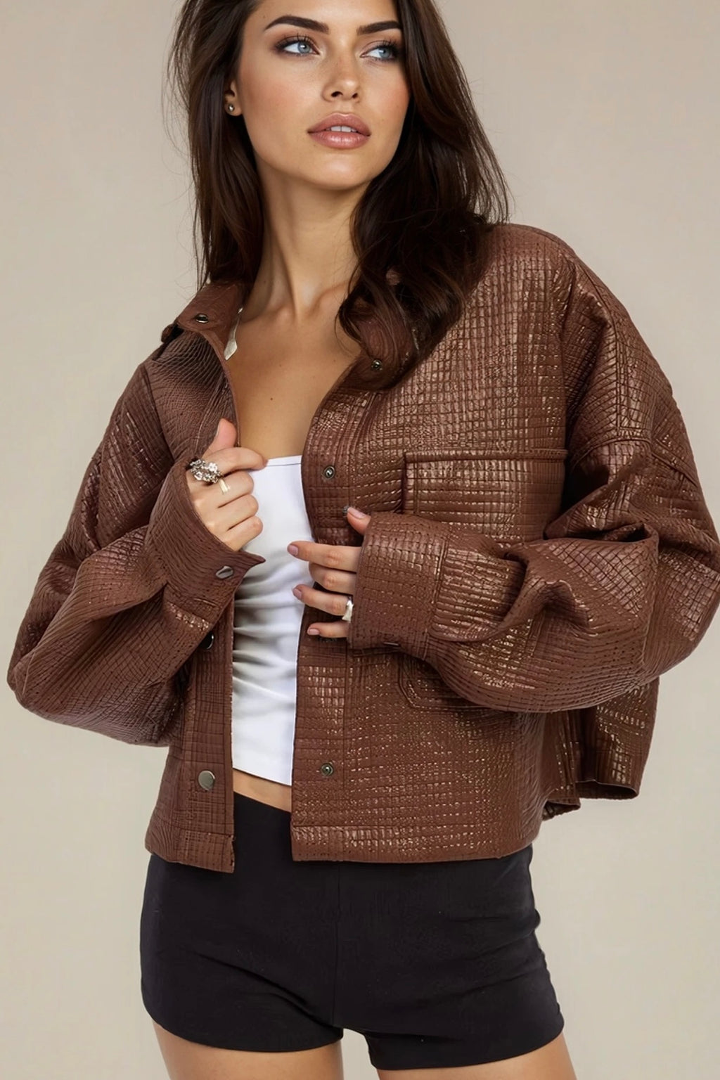 Cognac Chintz Crop Jacket