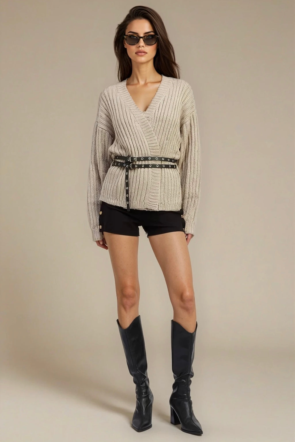 Ridge Wrap Belted Cardigan