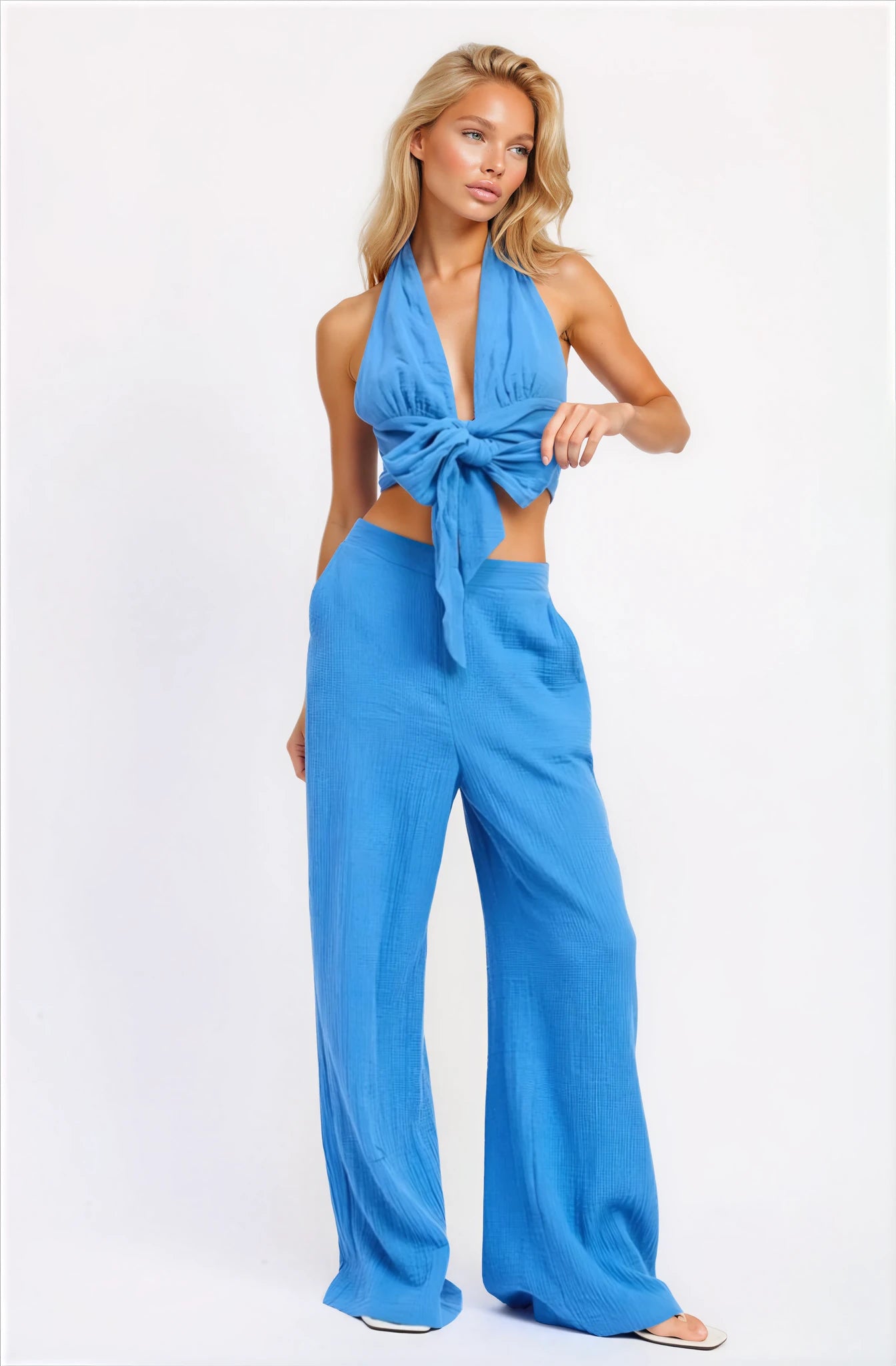 Double Gauze High Waist Palazzo Pants