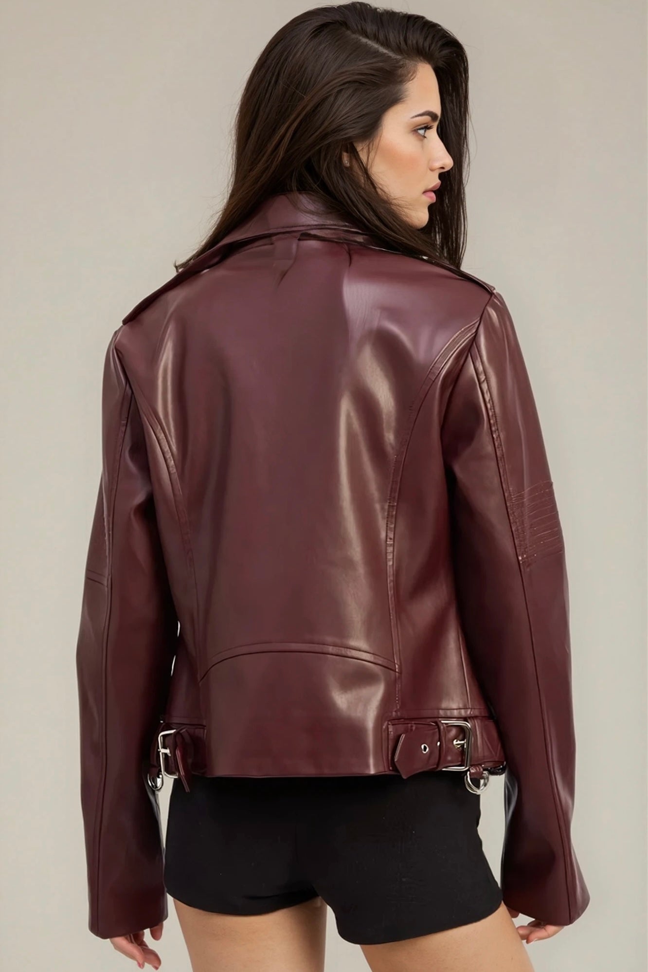 Burgundy Biker Jacket
