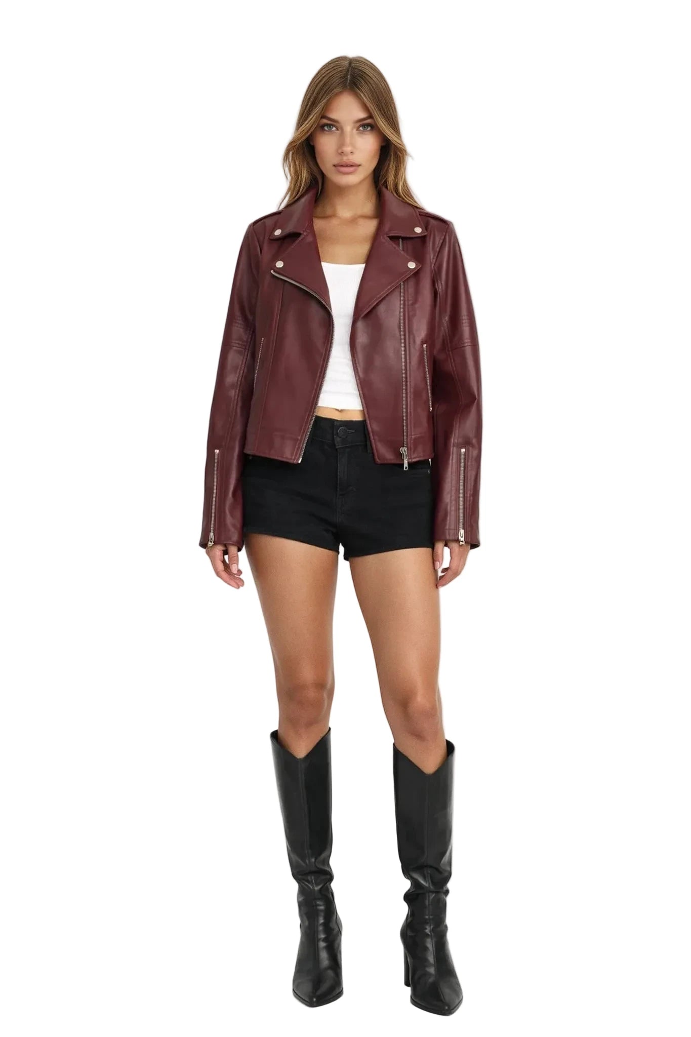 Burgundy Moto Jacket