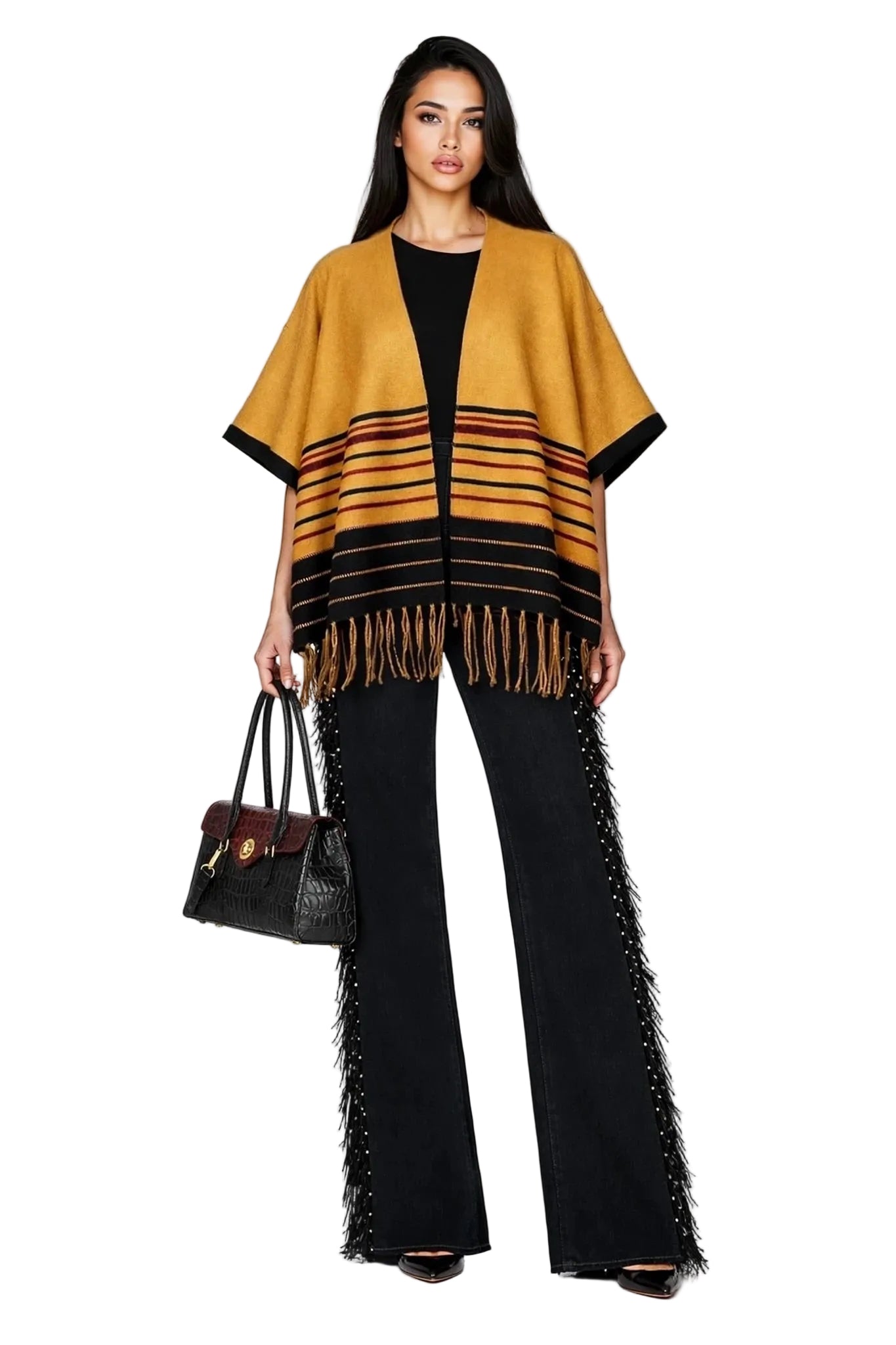 Sierra Stripe Fringe Ruana