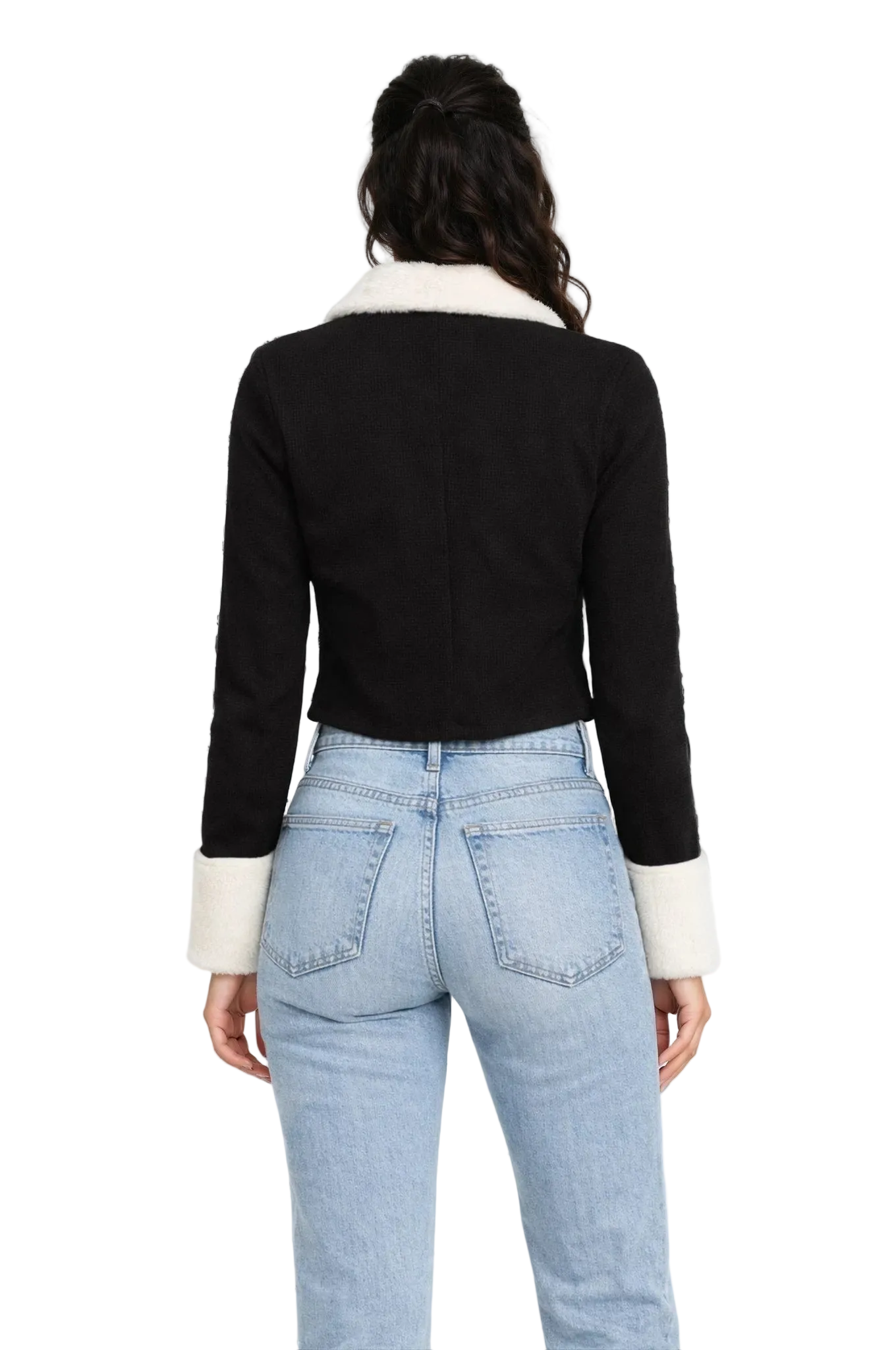 Noir Contrast Collar Crop Jacket