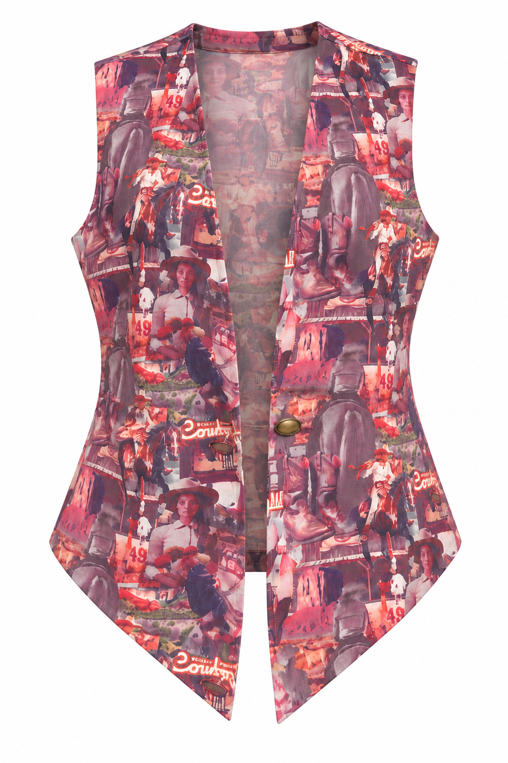 Lucky & Blessed Vintage Cowgirl Collage Vest