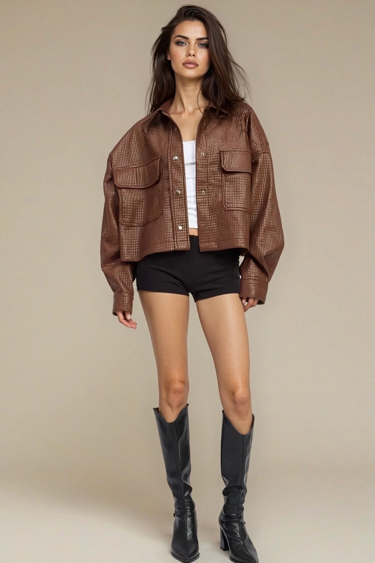 Cognac Chintz Crop Jacket
