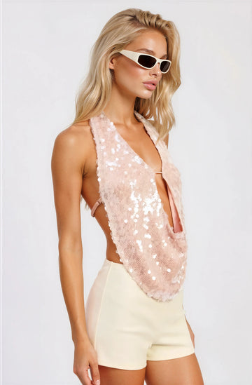 Champagne Nights Sequin Halter