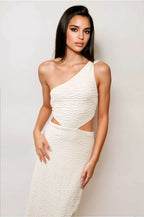 Cream Knit Cutout Midi Dress