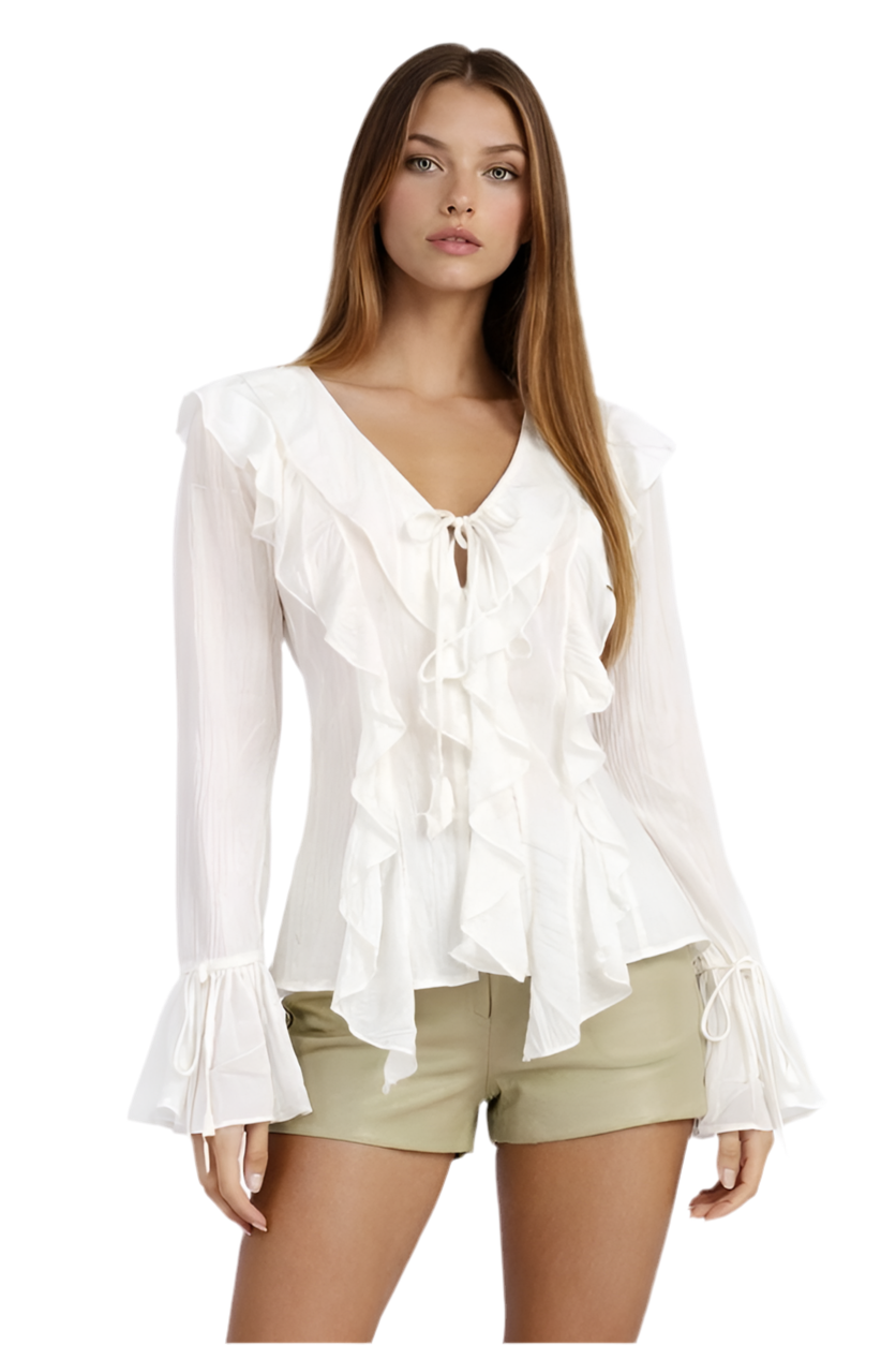 Luna Boho Ruffle Tie Top