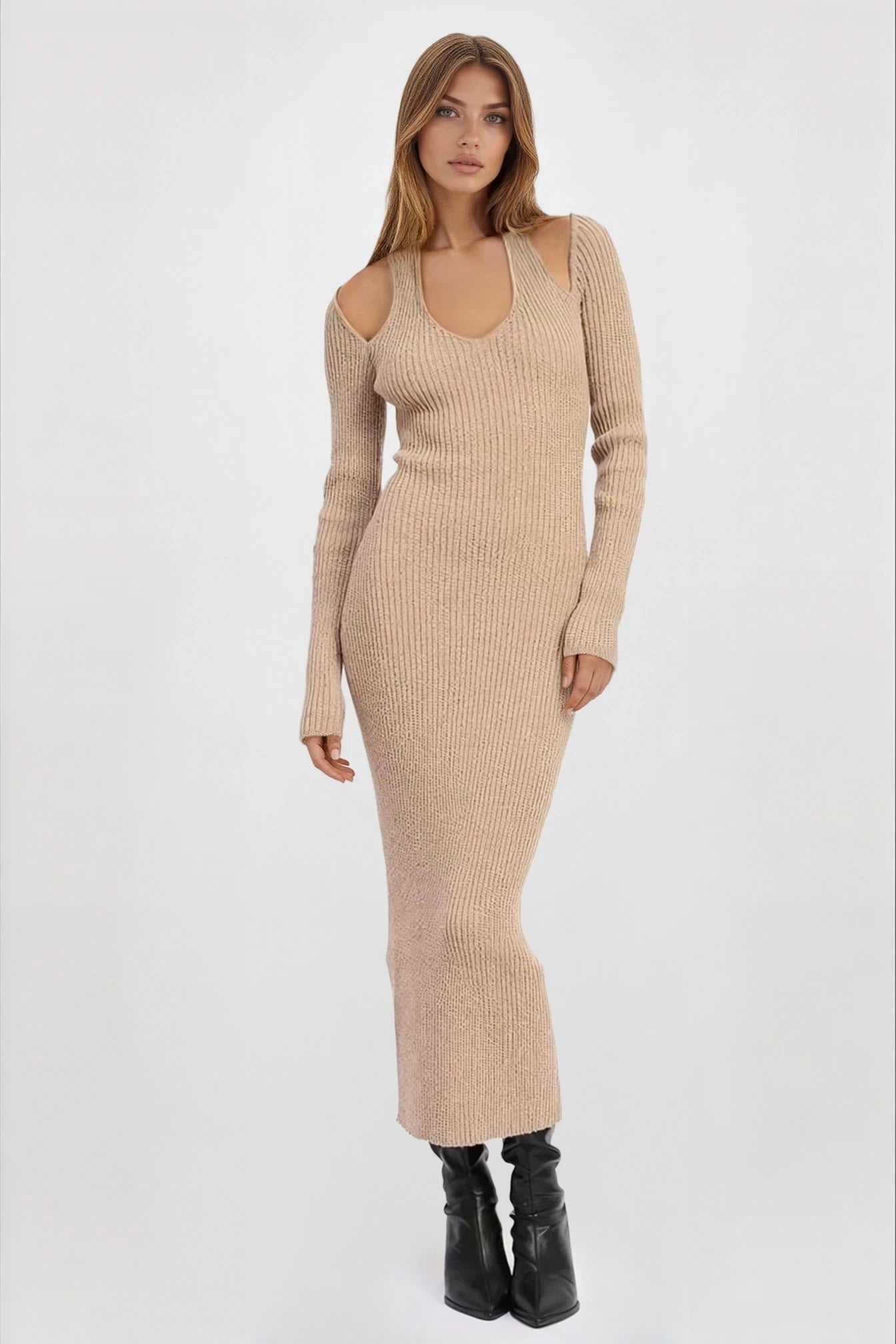 Sable Cutout Knit Midi Dress