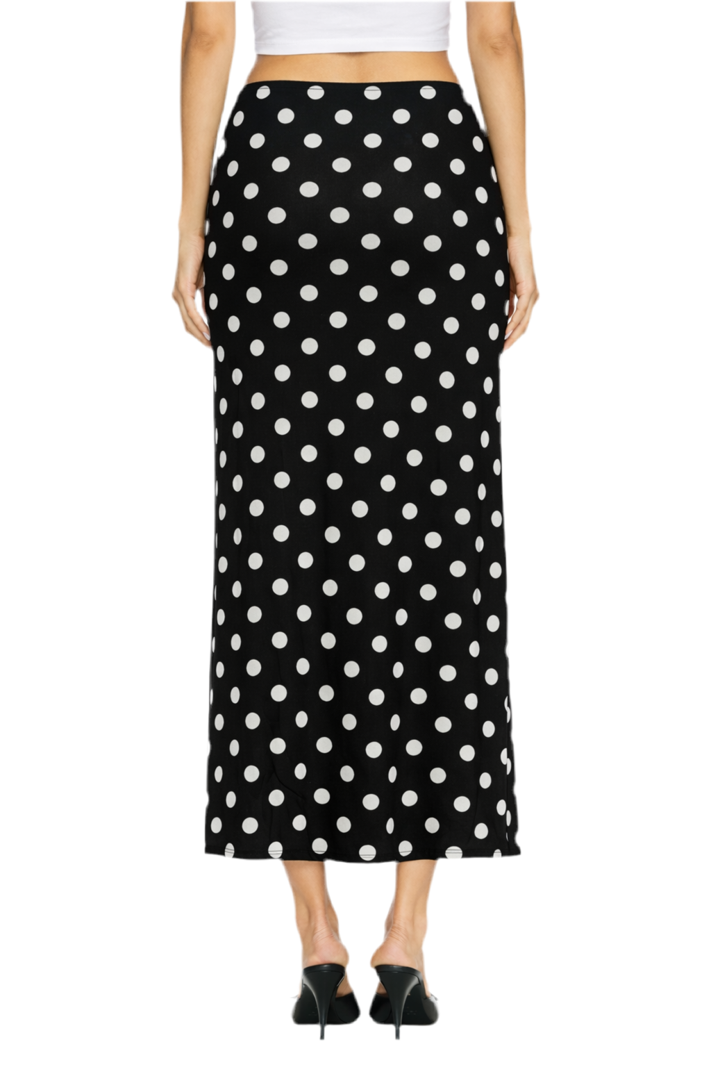 Polka Dot Maxi Front Slit Skirt