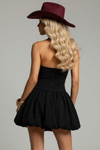 Halter Neck Puff Mini Dress