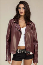 Burgundy Biker Jacket