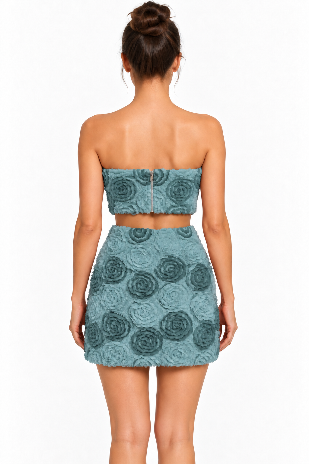 Pretty Garbage Rosette Two-Piece Skirt Set – Teal Blue