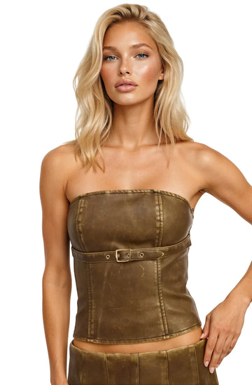 Bronco Bronze Belted Corset Top