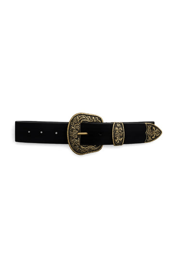 Suede Antique Gold Western Buckle Belt