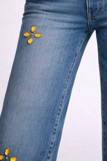 Low Rise Gem Studded Jean