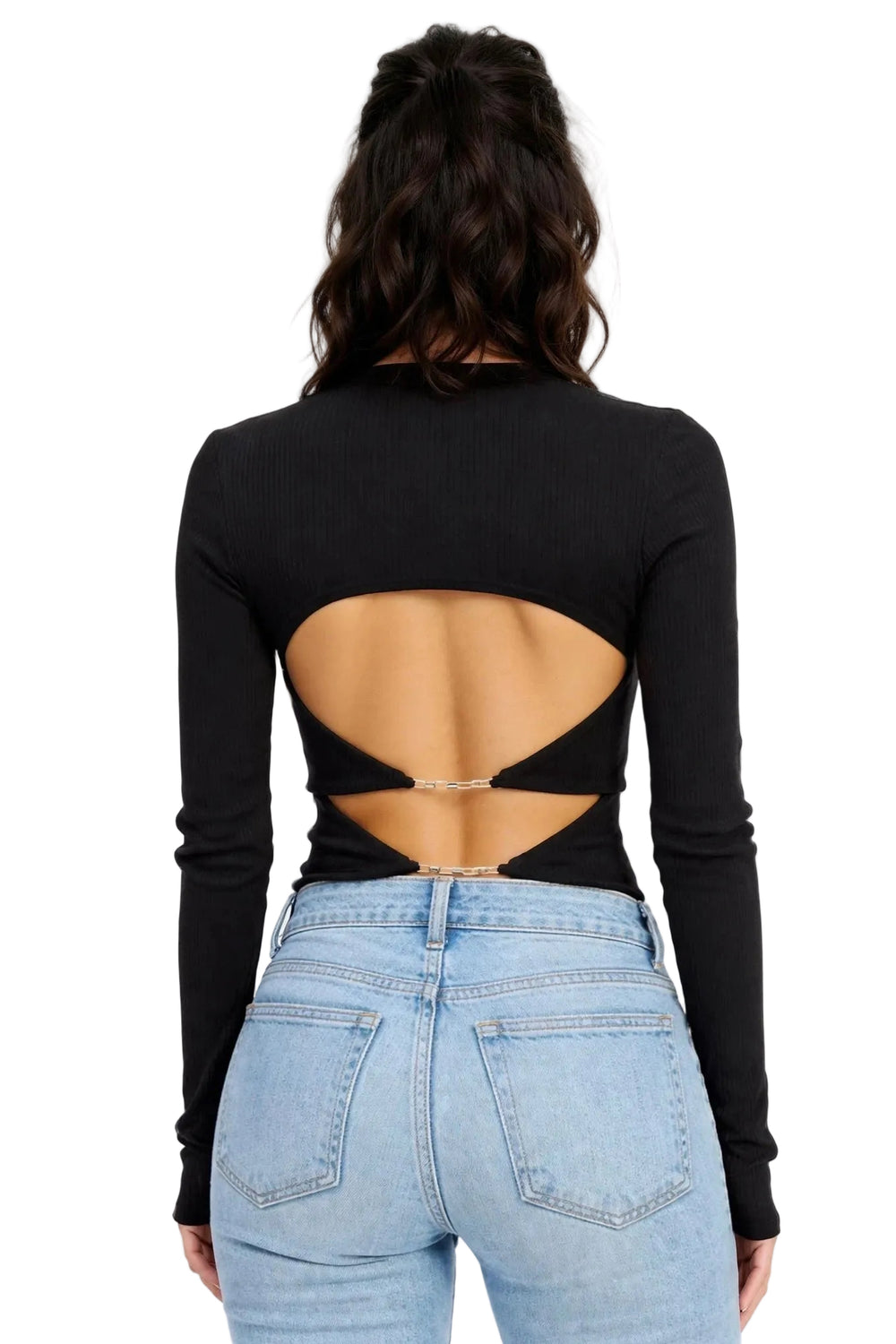 Noir Chain Back Ribbed Top