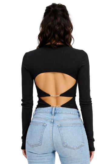Noir Chain Back Ribbed Top