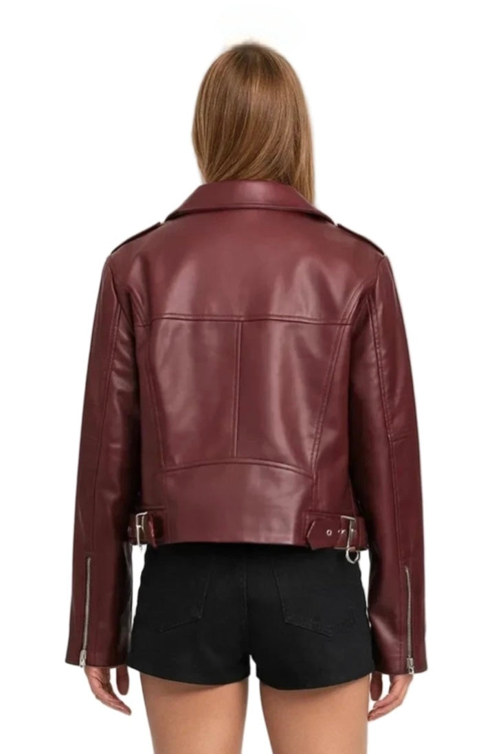 Burgundy Moto Jacket