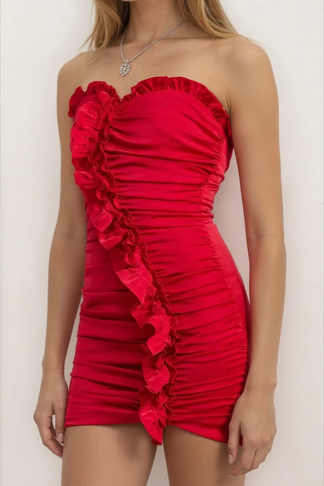 Ruby Rendezvous Ruffle Mini Dress