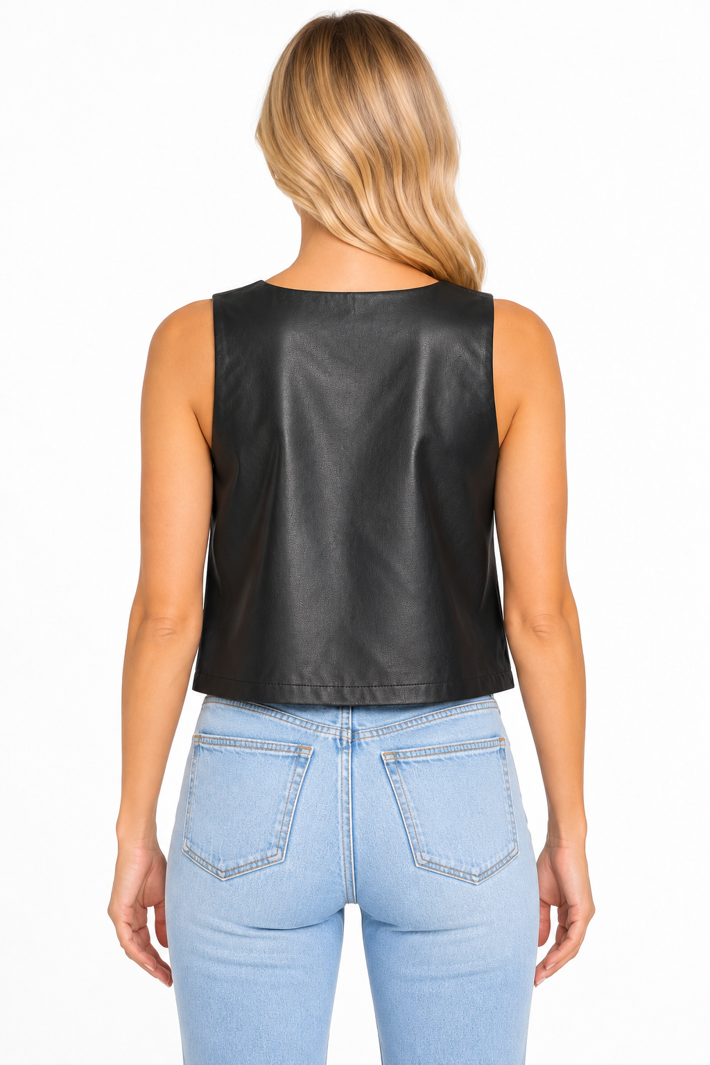 BuddyLove Manning Vegan Leather Cropped Tank Top – Black