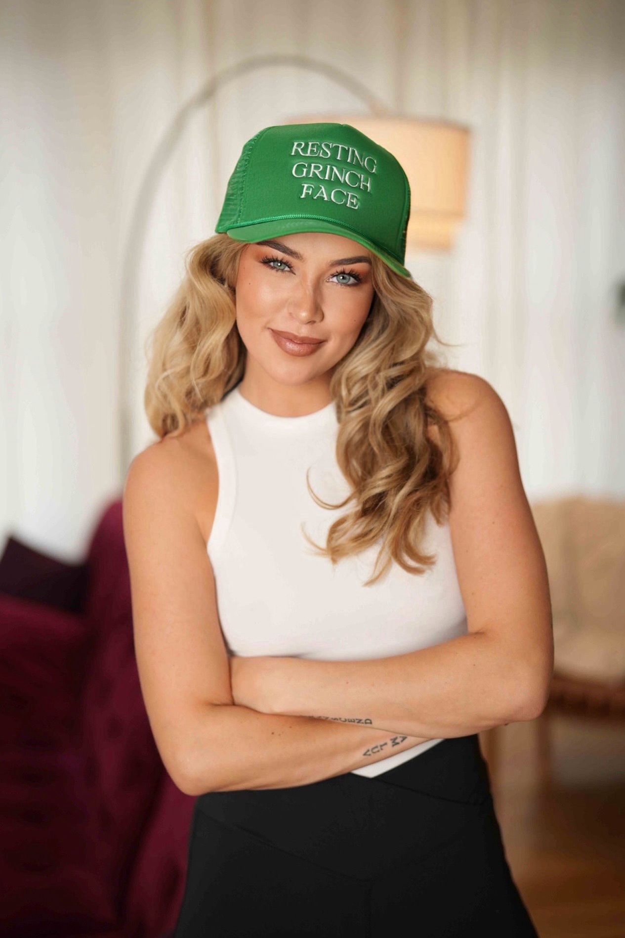 Grinch Face Trucker Hat