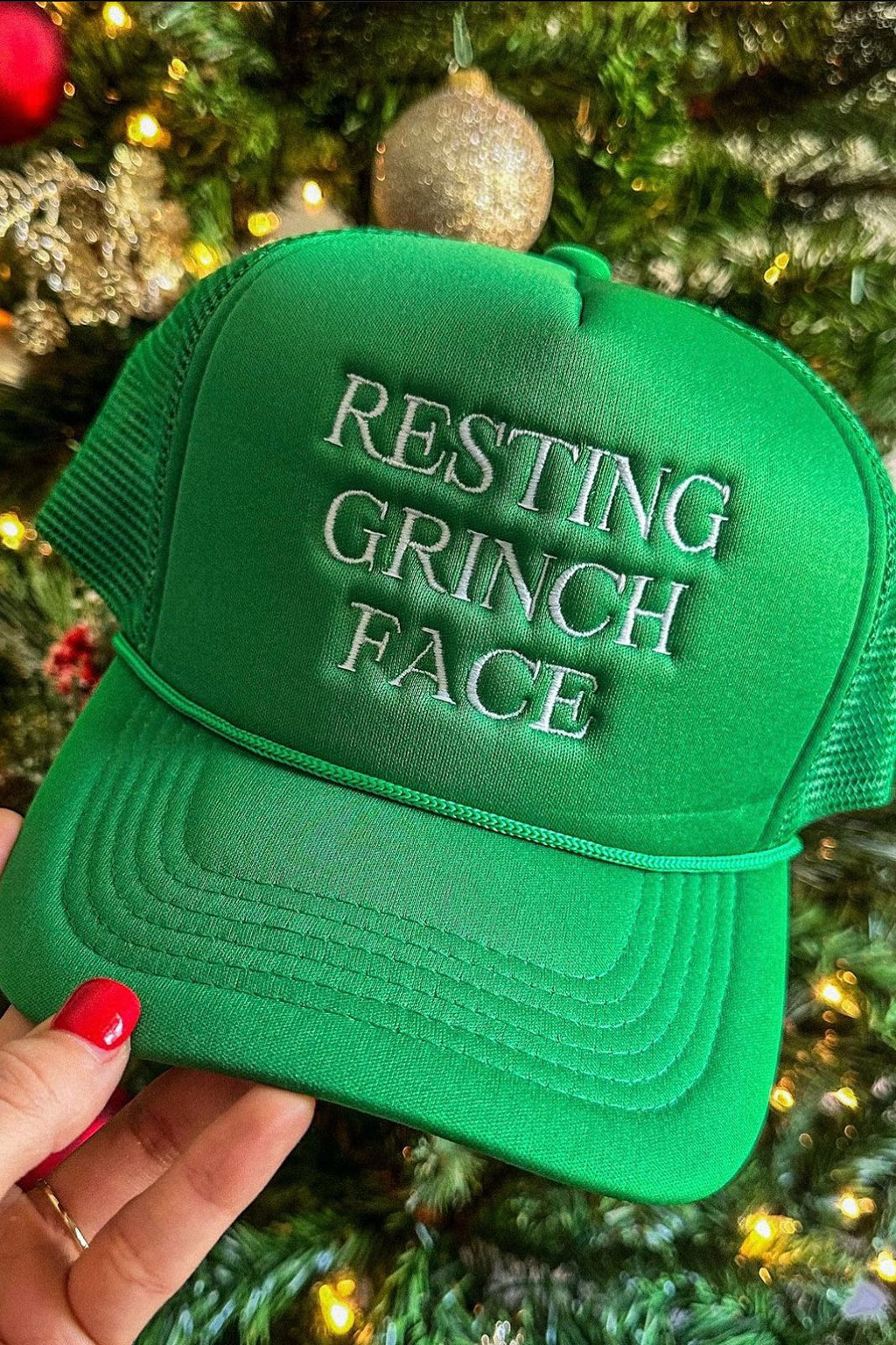 Grinch Face Trucker Hat