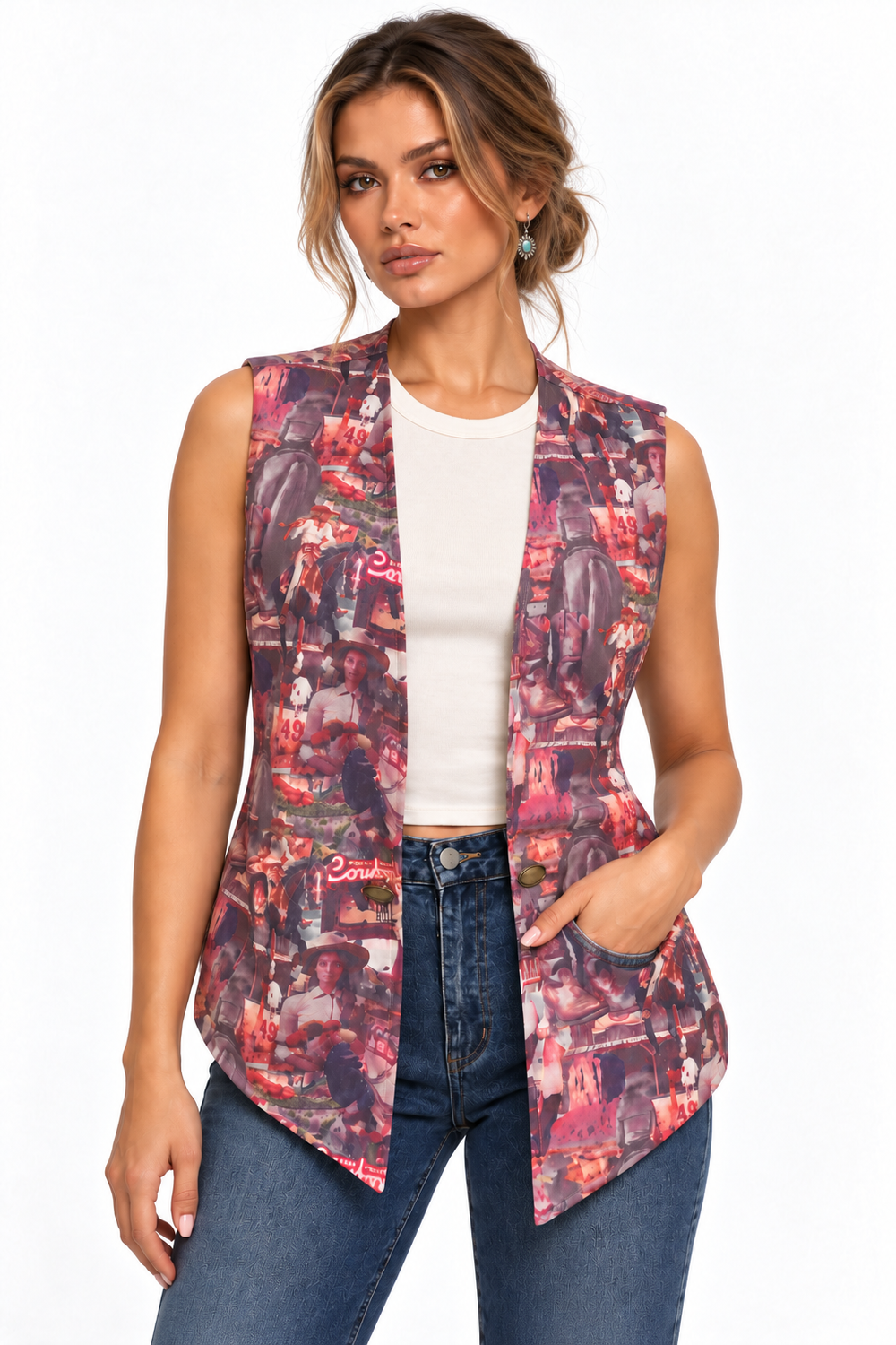 Lucky & Blessed Vintage Cowgirl Collage Vest